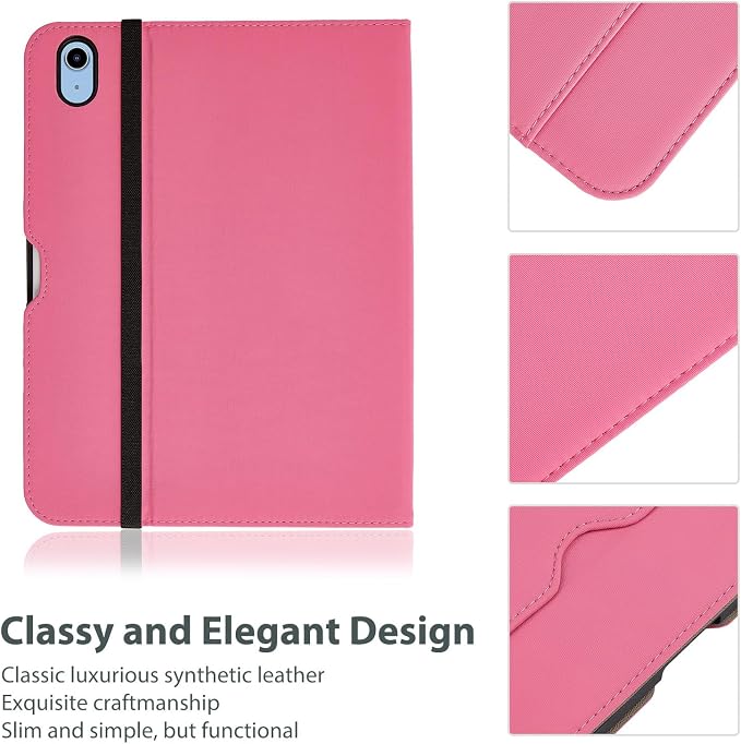 ProCase for iPad A16 11th Generation 11” 2025/iPad 10th Generation 10.9” 2022 with Pencil Holder iPad 11/10 PU Leather Case Business Stand Cover Smart Folio with Hand Strap Front Pocket -Berrypurple