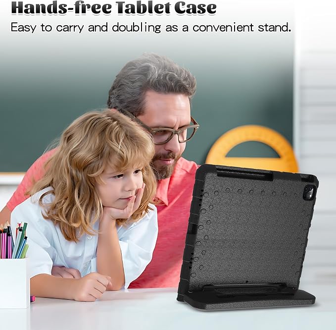 Heavy Duty Kids Case for Samsung Galaxy Tab S7 FE/S7 Plus/S8 Plus 12.4 inch | Rugged Protection Cover for Galaxy Tab S8+/Tab S7 FE/S7+ 2022/2021/2020 with S-Pen Holder Handle StandEVA Foam Rose Red