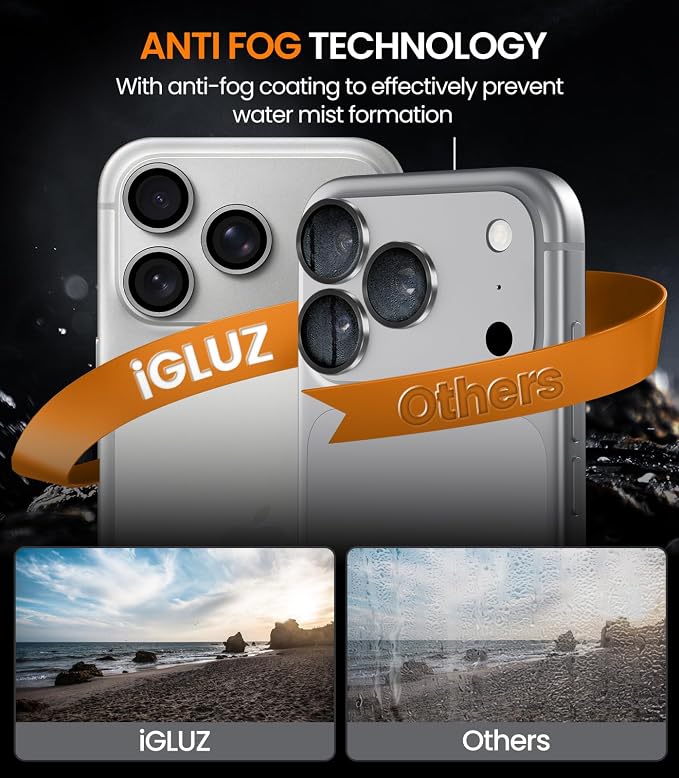 iGluz 2 Pack Anti-Reflection Camera Lens Protector for iPhone 17/16/16 Plus [98% Transmittance][1-Step Installation][Strong Adsorption] 9H Shatterproof Tempered Glass-Black