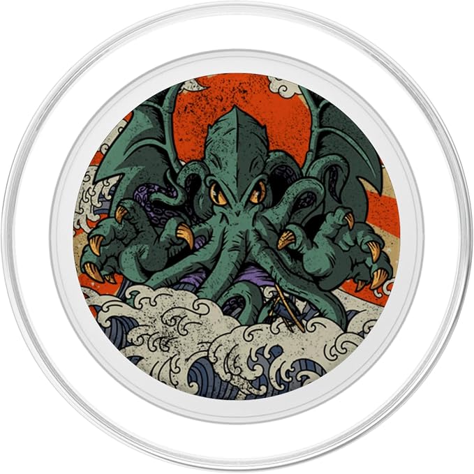 Kaiju Cthulhu Necronomicon Large Wave Off Kanagawa Kaijin PopSockets Adhesive PopGrip
