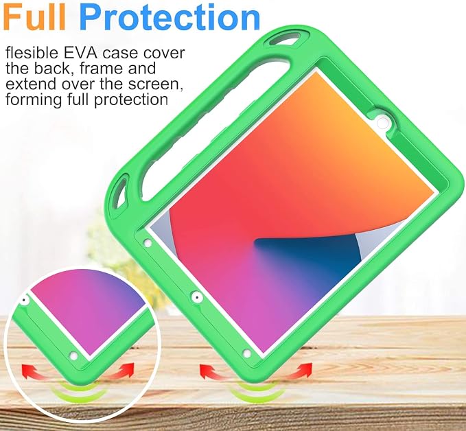 BMOUO Kids Case for iPad 9th/8th/7th Generation (iPad 10.2 Inch 2021/2020/2019) with Built-in Screen Protector Durable Shockproof Handle Stand iPad 9th 8th 7th Generation Case for Kids Black