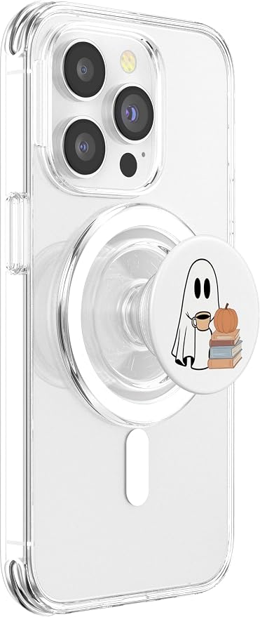 Cute Ghost Books Pumpkin Book Reading Halloween Bookish PopSockets Adhesive PopGrip