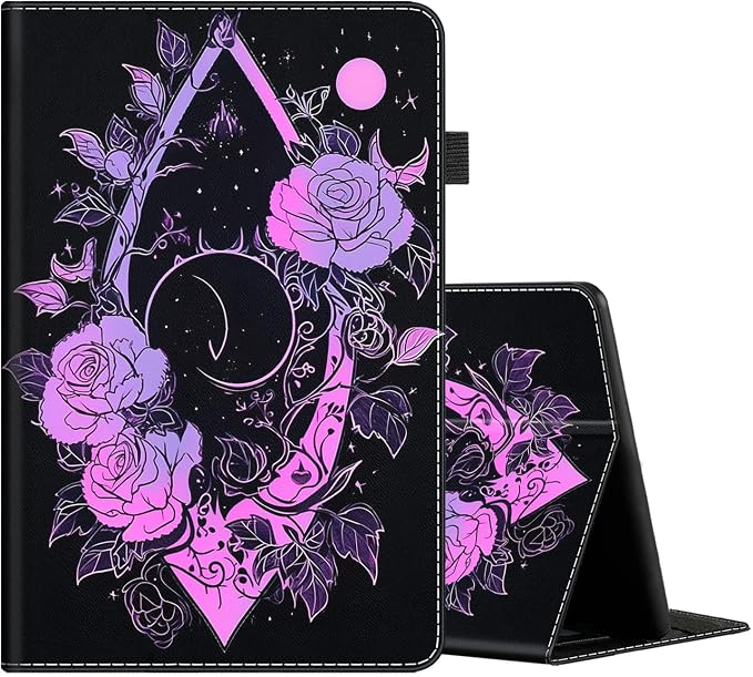 Case for All-New Amazon Fire HD 10 and 10 Plus Tablet (13th/11th Generation 2023/2021 Release) 10.1 Multi-Angle Smart Stand Cover Auto Sleep/Wake Skull and Fire