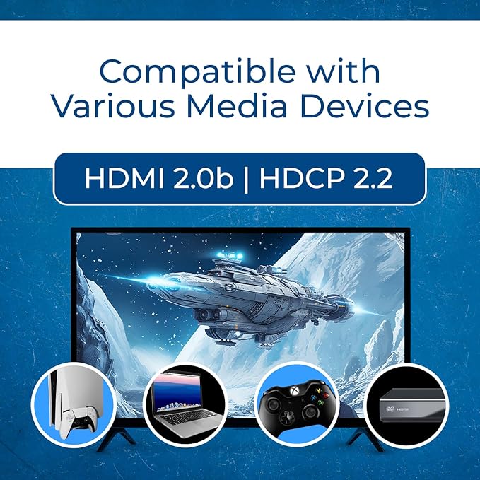 OREI 4K 1x4 HDMI Extender Splitter, Multiple Over Single Cable CAT6/7 4K@60Hz 4:4:4 HDCP 2.2 with EDID Management - Up to 230 Ft - Loop Out - Low Latency