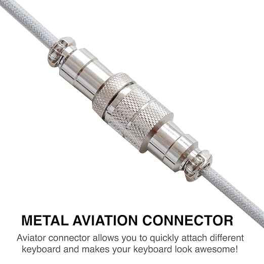 GUNMJO Pro Custom Coiled USB C Cable for Gaming Keyboard Double-Sleeved Mechanical Keyboard Cable with Detachable Metal Aviator 1.5M USB-C to USB-A Blue Color