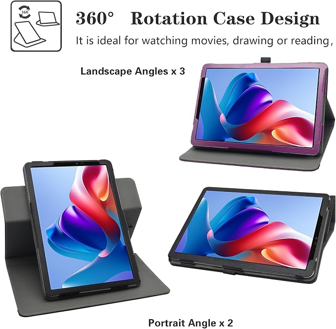 LiuShan Compatible with Bpad Mini SE caseZuleisy E8A case360 Degree Rotation Stand PU Cover for Bpad Mini SE/Robtomp M87QF68L/Blackview Link 2/Zuleisy E8A/Phatom E8A/HAOVM M8 8.7 Inch TabletBlack