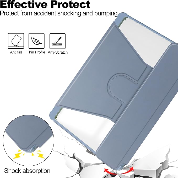 Tablet Case for Samsung Galaxy TAB A9+/A9 Plus with S Pen Holder 360° Swiveling Stand Shockproof Cover with Clear Transparent Back Shell Auto Wake/Sleep (Black Galaxy Tab A9 Plus)