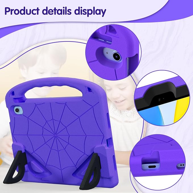 Kids Case for iPad A16 11th/ 10th Generation (2025/2022 Model) | iPad 11/ iPad 10 Full-Body Drop Protection cover with Screen Protector EVA Shockproof Handle Stand Black