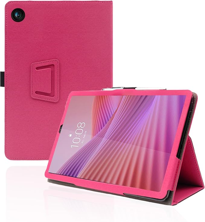 for Lenovo Tab One 8.7 Inch Android Tablet CaseBOVUGAC Folding Stand Protective Cover with Pencil Holder and Wrist StrapFull Protection Premium PUScratch Resistant(Black)