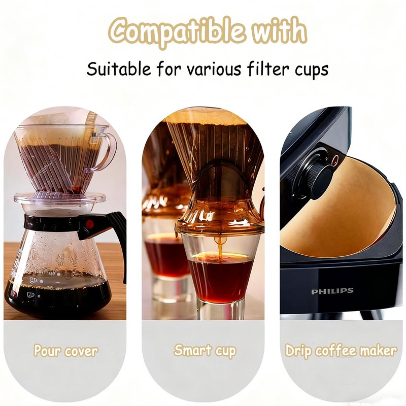 200 Count Coffee Filter #2, 2-6 Cups Coffee Filters Unbleached Natural Disposable Cafe Filters 02 Cone Paper Fits for Ninja, Drip and Pour Over Coffee Maker