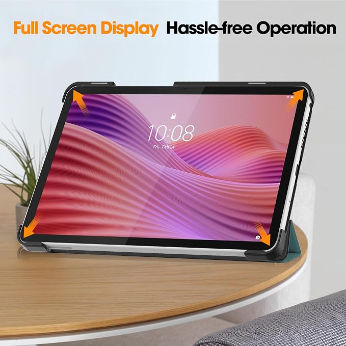 Smart Case for Lenovo Tab One / K9 8.7 Inch 2025 TB305XU/TB305FU Lightweight Trifold Stand Cover Auto Wake Sleep Blackish Green