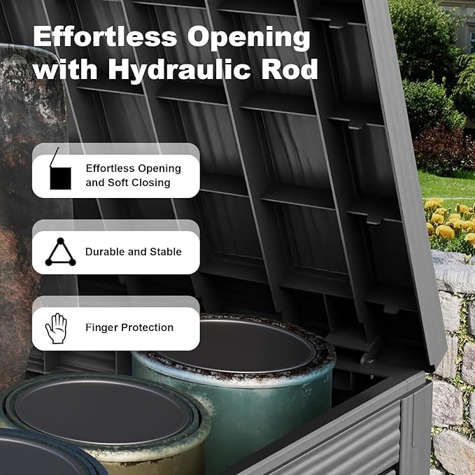 45 GallonOutdoor Storage Box,Resin Deck Boxes Waterproof, IndoorOutdoor Bin for Package Delivery, Patio Cushions, Gardening Tools, Lockable, UV Resistant