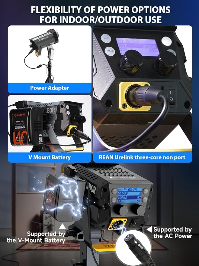 Video Light, COLBOR CL120R RGB 120W Continuous Lighting M/G Balance 2700~6500K CRI96+ Studio Light with Bowens Mount 13 Light Effects for Film Live, Video-Light-Studio-LED-Photography