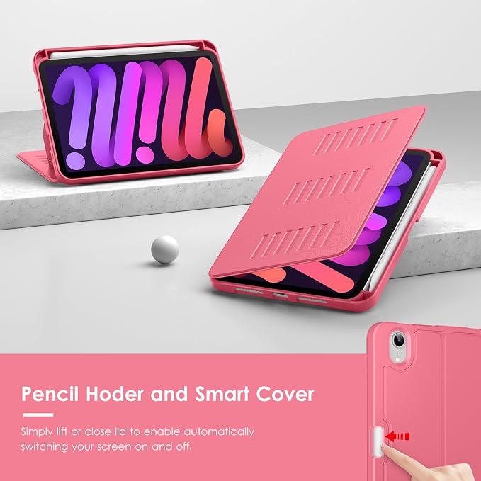 VIKESI Case for iPad mini 7 (A17 Pro) and iPad mini 6Multiple Angles Magnetic Stand CoverShockproof Soft BackPencil Holderand Auto Sleep/WakeBlack