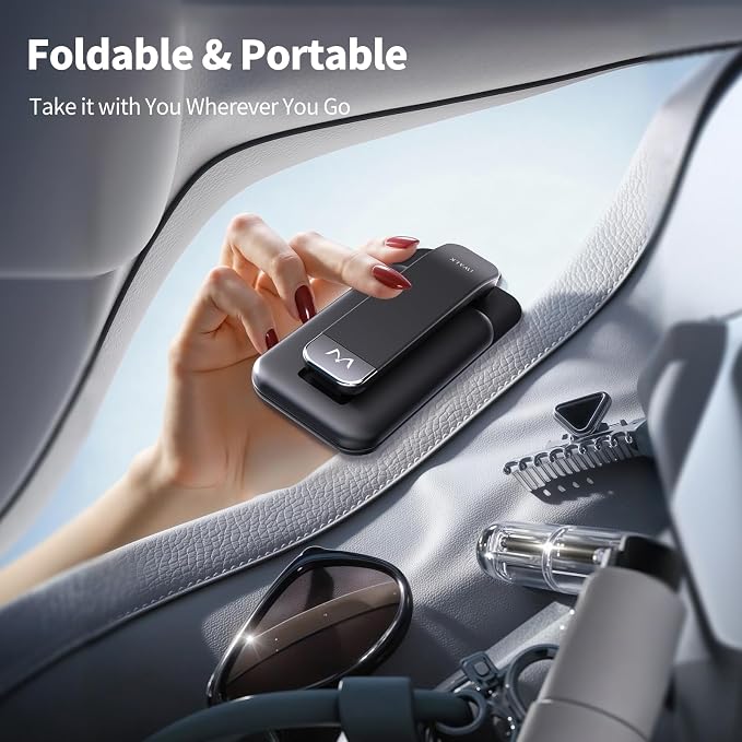 iWALK Magnetic Cell Phone Stand for Desk Angle and Height Adjustable Mobile Phone Holder Foldable Magnet Stand for iPhone 17 16 15 14 13 12 Pro Max and iPad Cell Phone Holder for Samsung Black