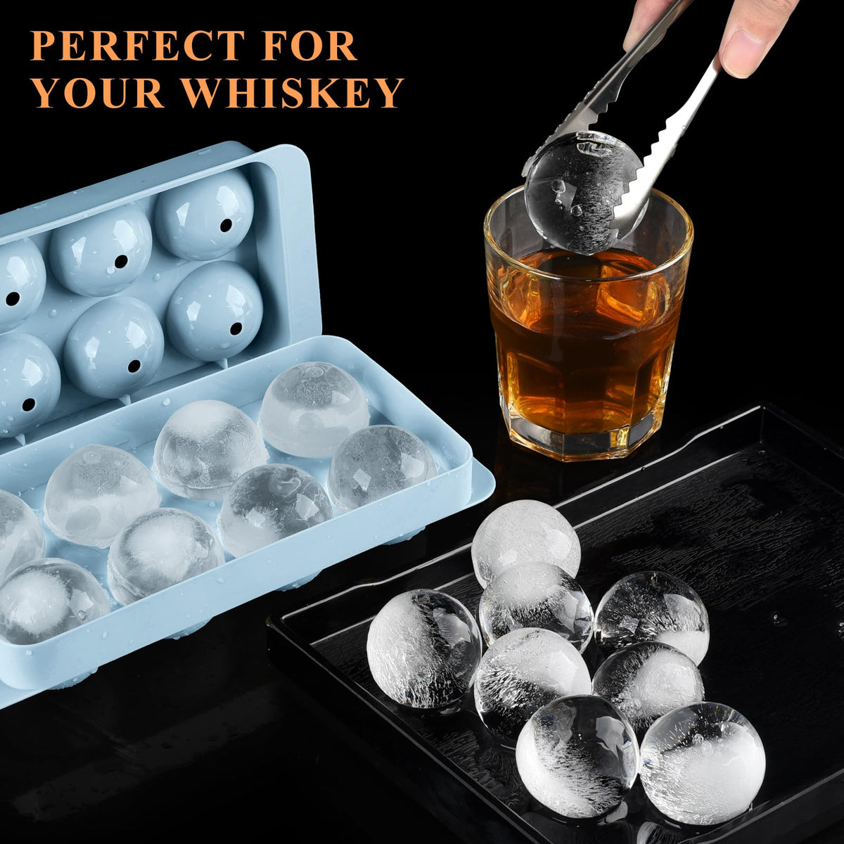 Aibirui 1.8" x 16 Ices,Round Ice Cube Mold,Round Ice Cube Trays for Freezer
