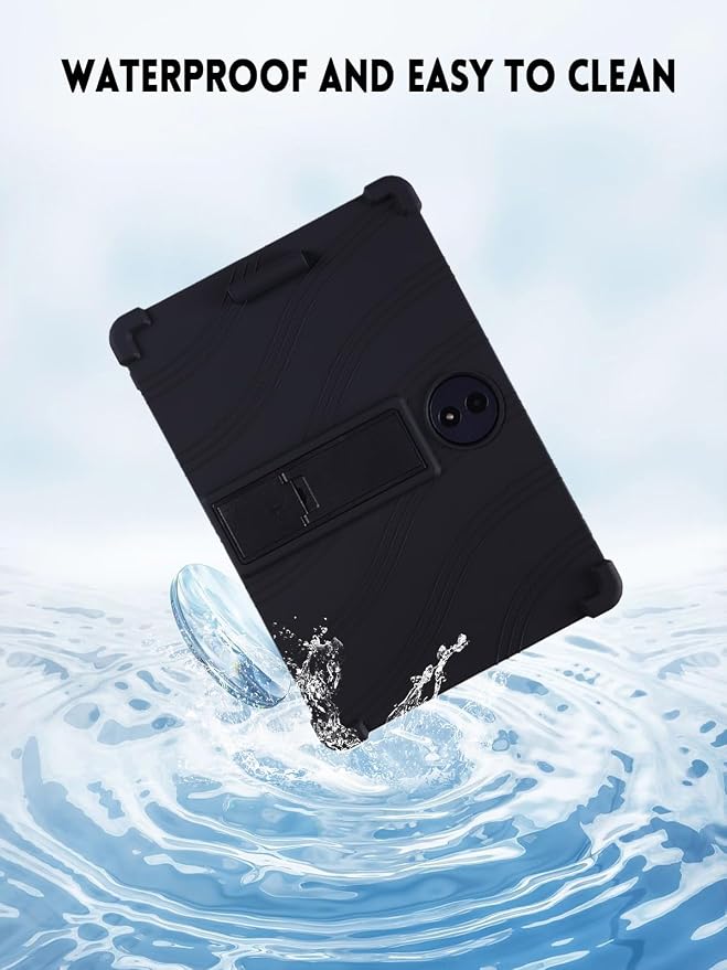 Case for TCL TAB A1 Plus Android Tablet 12.2 Inch (Dark Black) | (Model 9445X) Soft Silicone Kids Friendly Protective Cover with Adjustable Stand Drop-Proof