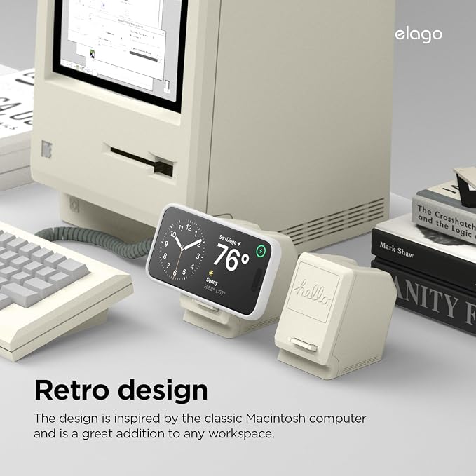 elago MS M4 Charging Stand for MagSafe Charger | Compatible with MagSafe Classic Monitor Design Premium Silicone Stand for [Charging Cable Not Included] [Classic White]