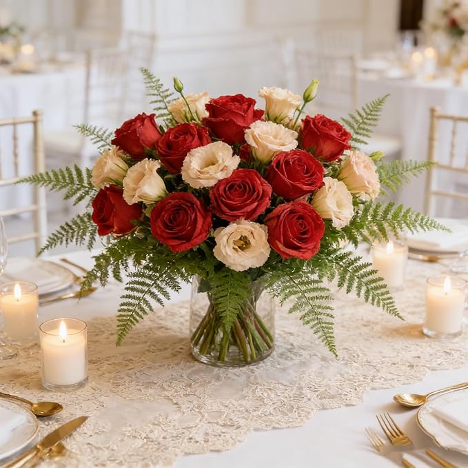 Kimura's Cabin 12pcs Lifelike Faux Silk Roses Flowers Vintage Artificial Rose with Stem Bouquet Fake Roses Dried Flower for Valentines Home Table Centerpiece Wedding Party DIY Decoration(Orange red)