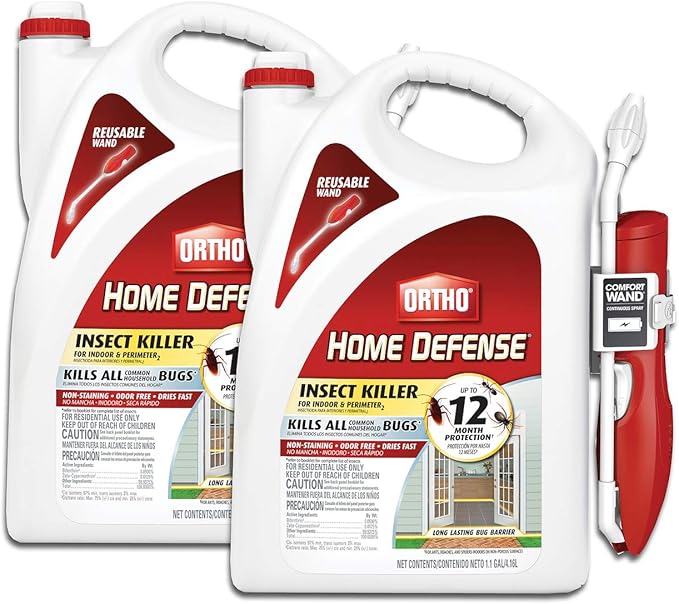 Ortho Home Defense Insect Killer for Indoor and Perimeter2 with Comfort Wand, Controls Ants, Roaches, Spiders and More, 1.1 gal., 2-Pack