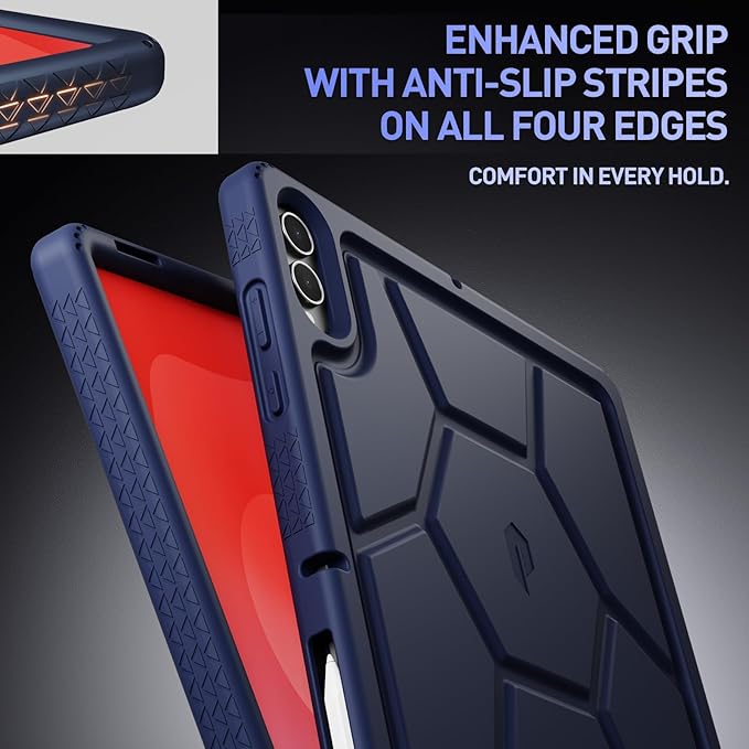 Poetic TurtleSkin Case for Samsung Galaxy Tab S10 FE Plus (2025 Release) 13.1 inch Case with S Pen Holder Heavy Duty Shockproof Kids Friendly Protective Silicone Cover Black