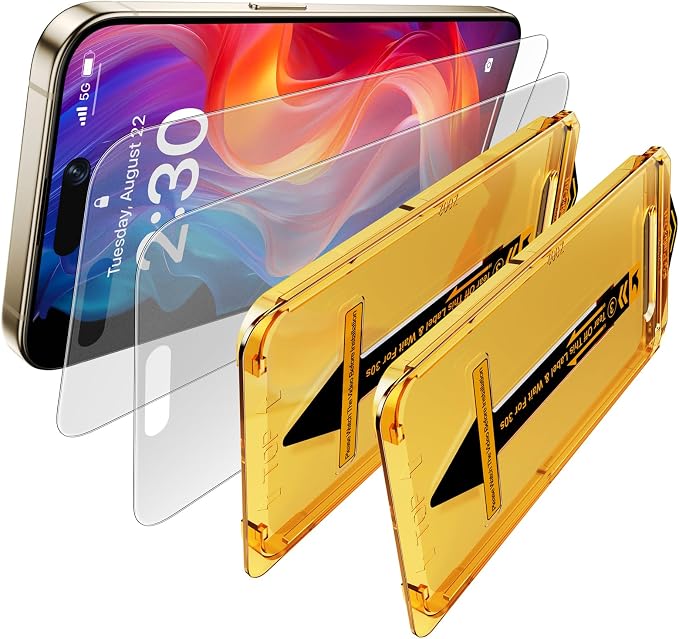 2 Pack for iPhone 15 Pro 6.1 inch Matte Glass Screen Protector Auto Dust Removal Easy Installation Anti Glare Anti Fingerprint Tempered Glass Film Dynamic Island Compatible Case Friendly