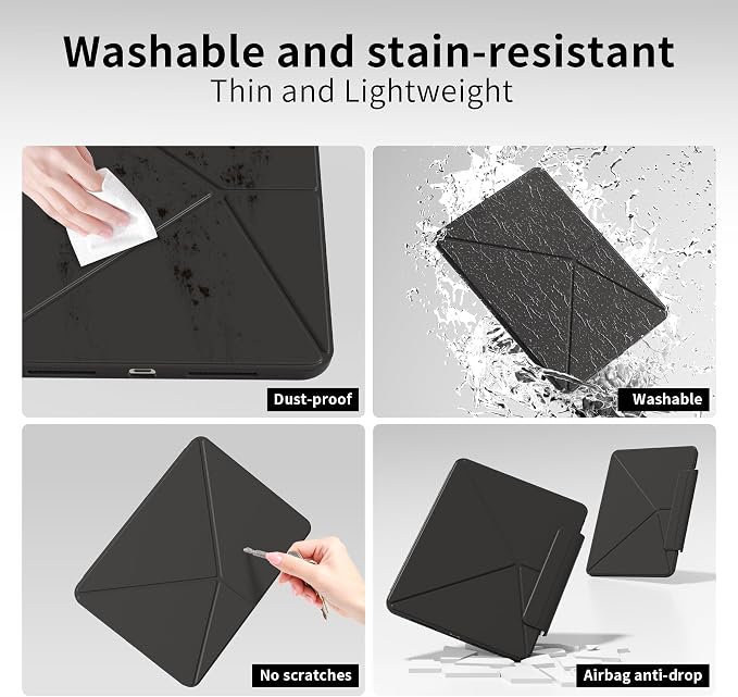 kenke Magnetic Case for iPad Air 11'' Air 10.9'' 5th/4th Gen Black | For iPad Air 11 M4 M3 M2 Air 10.9 (5th/4th 2022/2020) Multi-Folding Stand Cover Detachable Frame Back Auto Wake/Sleep