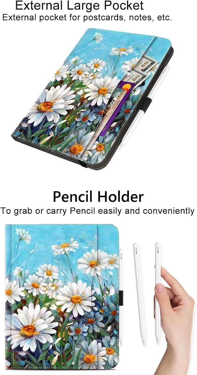 Vimorco for iPad Pro 11-inch Case M5/M4 2025/2024 for iPad Pro Case 11 Inch M5/M4 Pencil Holder/Hand Strap/Pocket/Screen Protection Band 3 Adjustable Angles Auto Sleep/Wake Beach Blue Ocean