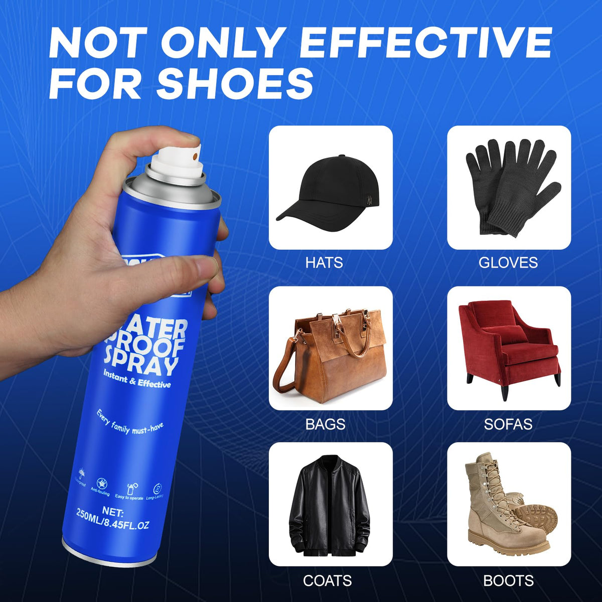 Coklean Shoe Protector Spray, Rain & Stain Waterproof Spray 8.45 OZ Nano Protectant for Sneaker, Nubuck, Canvas, Suede Shoes 1 Pack