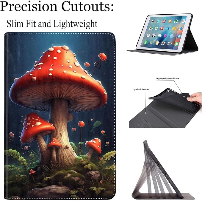 Case for Samsung Galaxy Tab S10 FE Plus 5G Multi-Angle Stand Smart Cover Shockproof with Auto Wake/Sleep for Galaxy Tab S10 FE+ 13.1 Inch (SM-X620/SM-X626B) 2025 Magic Mushrooms Fungus