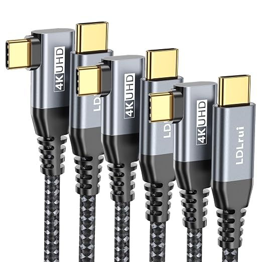 LDLrui 10FT Right Angle USB C Cable 100W PD 20Gbps Data 4K Video | Large Workspaces Commercial Displays Long Distance Routing Flexible Installation Full-Featured USB-C