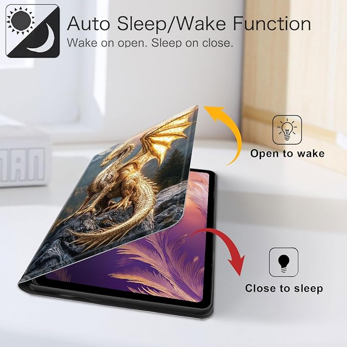for iPad 11th Generation (A16 2025) 11 / iPad 10th Gen 10.9 2022 Case 360° Rotating PU Leather Stand Cover with Auto Sleep/Wake Shockproof TPU Backl Two Dragons Fighting