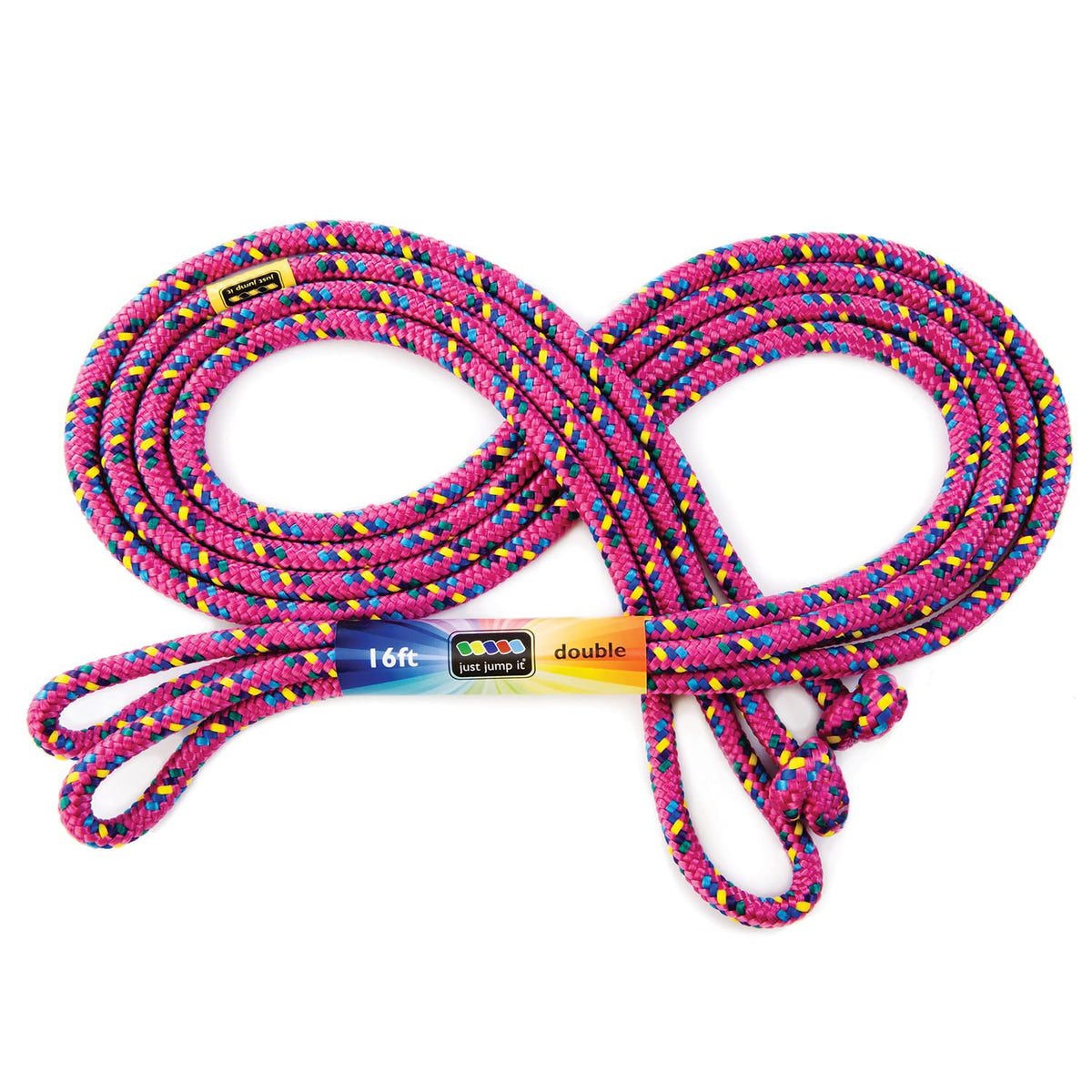 Just Jump It 16' Foot Single Jump Rope - Active Outdoor Youth Fitness - Double Dutch Length - Raspberry Confetti