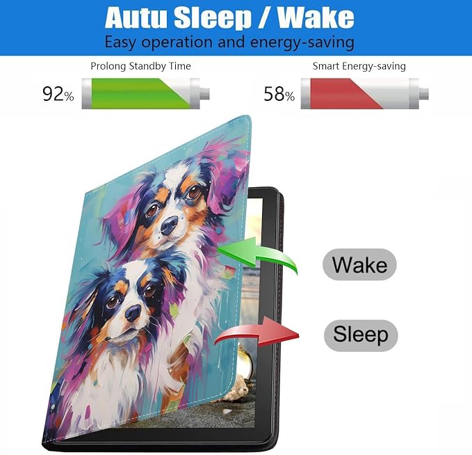 Case for Samsung Galaxy Tab S10 Plus 2024/ S9 Plus/ S9 FE Plus 5G 12.4 Inch 2023 Slim PU Leather Stand Folio Cover with Auto Wake Sleep Abstract Paint Dogs
