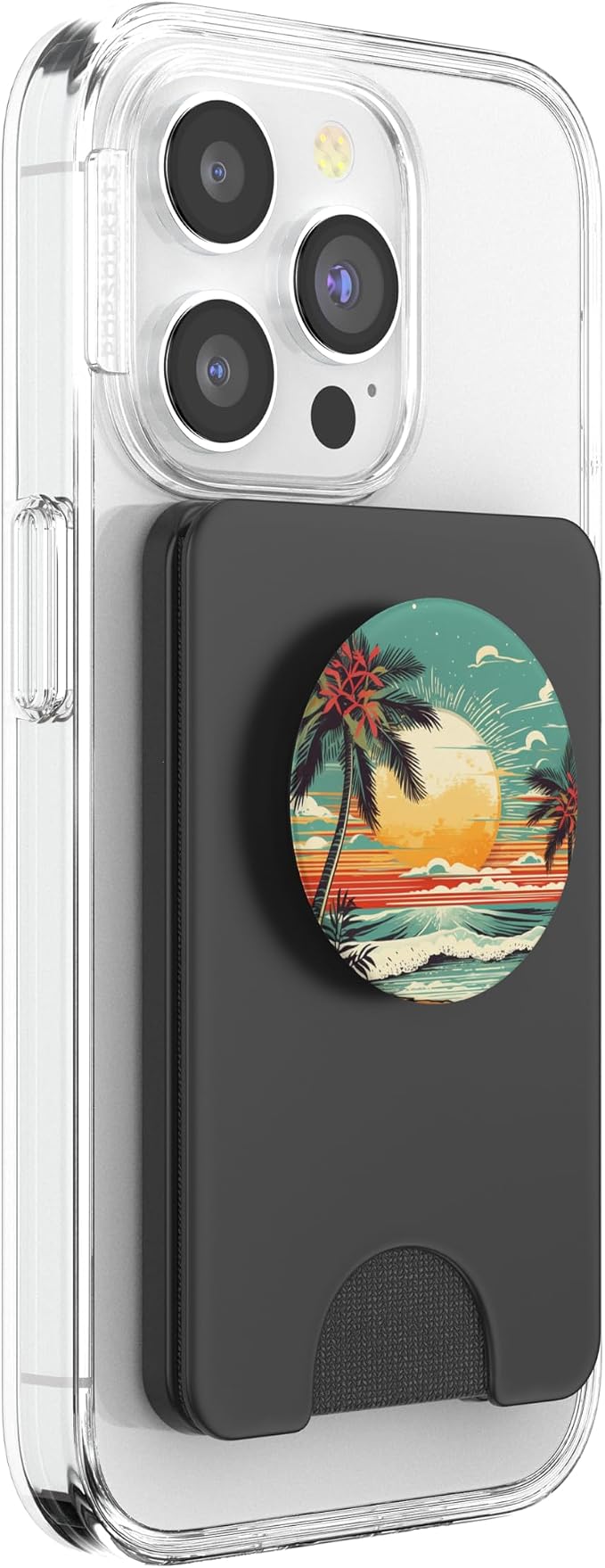 Retro Summer Palm Sun Beach Vacation PopSockets Adhesive PopGrip