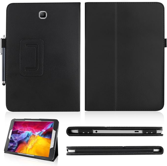 Slim Leather Case for Samsung Galaxy Tab 3 7.0 Inch 2013 (SM-T210 T215 P3200) Multi-Angle Stand Full-Protective Tablet Cover Book Case with Stylus PenScreen Film (Black)