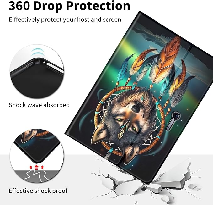 Case for Microsoft Surface Go 4/3/2/1 (2023/2021/2020/2018)-Slim PU Leather Lightweight Adjustable Stand Smart CoverAmerican Flag