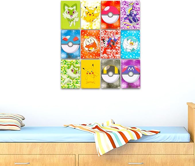 Mini Pokemon Posters - Pokemon Poster Set Bundle Includes 12 Mini Pokemon Room Decor Posters (4" x 6"), Stickers, More | Pokemon Decorations