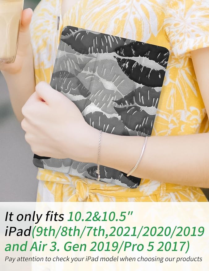 Case for iPad 9th/ 8th/ 7th Generation Case 10.2&amp10.5 Inch (2021/2020/2019 Release) Slim Lightweight Soft Trifold Back Cover with Pencil Holder &amp Auto Sleep/Wake CoverBeige Checkered