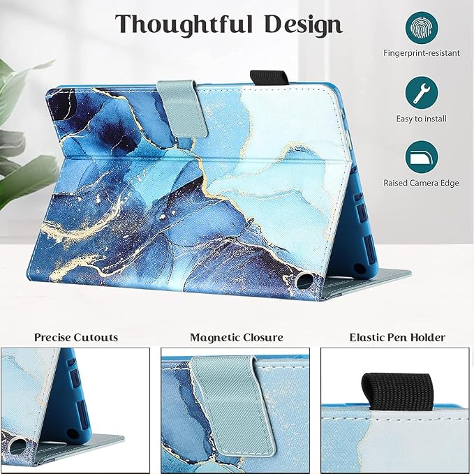 Case for Kindle Fire HD 10 &amp Fire HD 10 Plus 13th/11th Generation 2023 2021 | Synthetic Leather Flip Folio Stand Cover with Auto Wake/Sleep for Kindle Fire HD 10 &amp Fire HD 10 Plus Beach