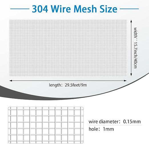 Landhoow 304 Stainless Steel Mesh Screen Wire Mesh Metal Mesh Screen Wire Mesh