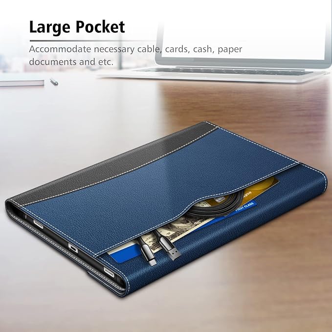 Fintie Portfolio Case for Samsung Galaxy Tab S8/Tab S7 11 Inch | Multiple Angles Business Cover with Pocket Built-in S Pen Holder Auto Sleep/Wake Dreamy Marble
