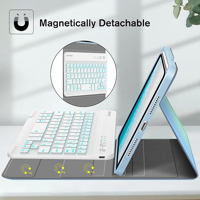 FINTIE Keyboard Case for iPad mini 7th Generation (A17 Pro) / mini 6 8.3 | Detachable Magnetic Bluetooth Keyboard Soft TPU Cover Multi-Angle Viewing Pencil Holder Backlight/Fantasy Ombre