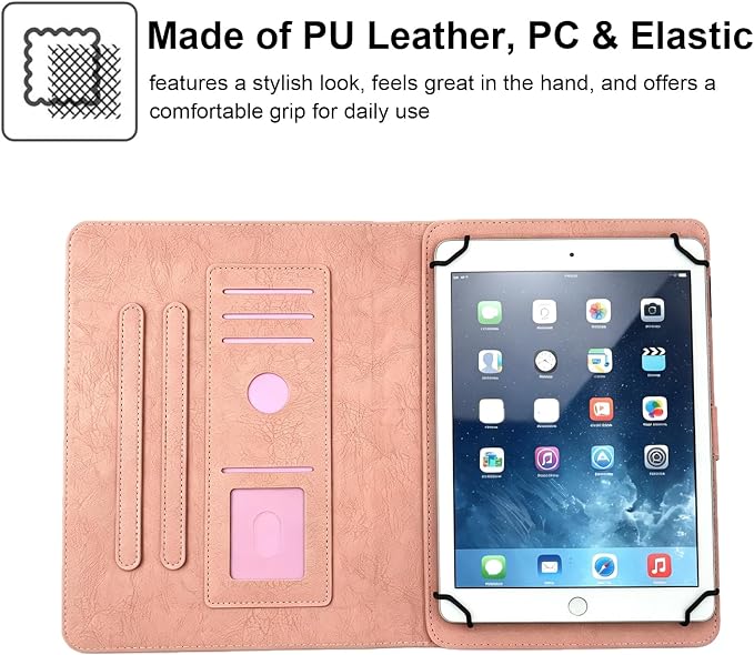 Dteck Universal Case (7.9 to 8.4) - Fold Stand Protective Flip Case for Apple iPad mini/Samsung Galaxy Tab 8.0 8.4 /Lenovo Tab 8 /onn. 100003561 8 Tablet Pro/Android Tablet 8 Inch (Blue Pink)