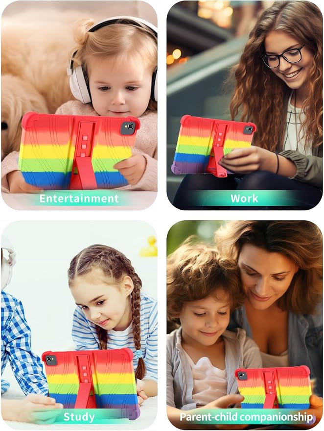 Case for YLEEBG TAB10 10 inch Android 14 TabletsWUNIAK Hollow Back DesignHeat Dissipation Shockproof Lightweight Adjustable Kickstand Silicone Shell&ampKids Friendly Soft CaseBlack