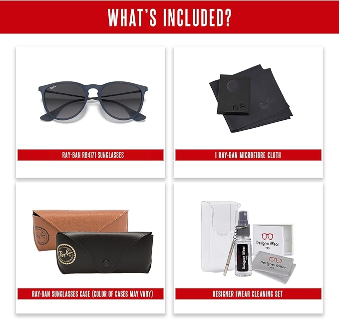 Ray-Ban RB4171 ERIKA Round Sunglasses For Women +BUNDLE with ACCESSORY EYEWEAR KIT