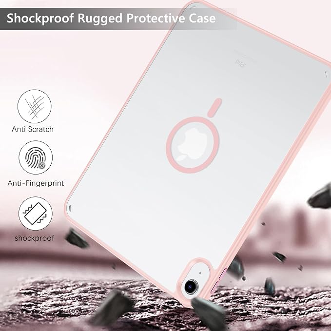 YINLAI Case for iPad (A16) 11th Generation 11 Inch (2025) iPad 10th Generation 10.9 Inch (2022) Magnetic [Compatible with Magsafe] Slim Translucent Matte Men Shockproof Protective Back Cover Black
