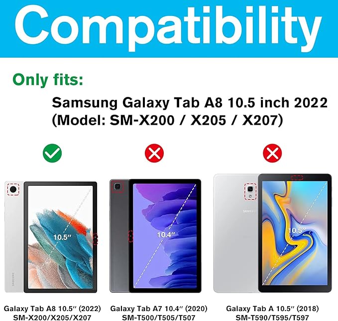 ProCase Smart Case for Galaxy Tab A8 10.5 Slim Stand Hard Back Shell Protective Smart Cover Case for Galaxy Tab A8 10.5 Inch 2022 SM-X200 X205 X207 -Black