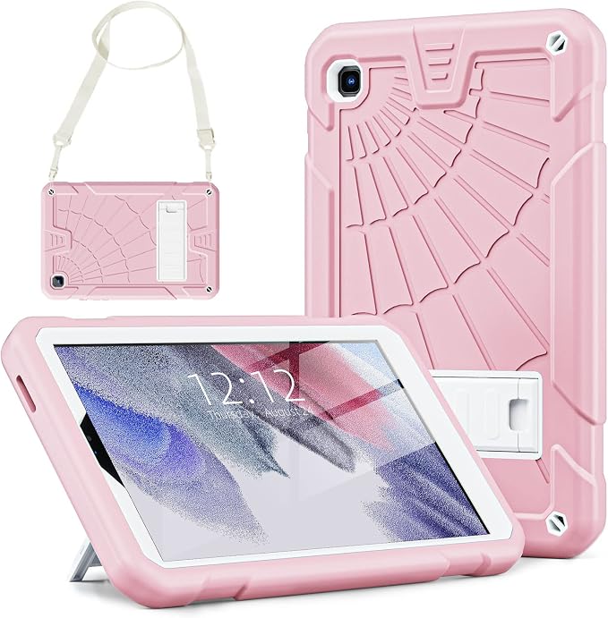TSQQST Samsung Galaxy Tab A7 Lite Case 8.7 Inch 2021 for Kids | SM-T220/T225/T227 Full Body Protective Shockproof Rugged with Stand+Shoulder Strap Black