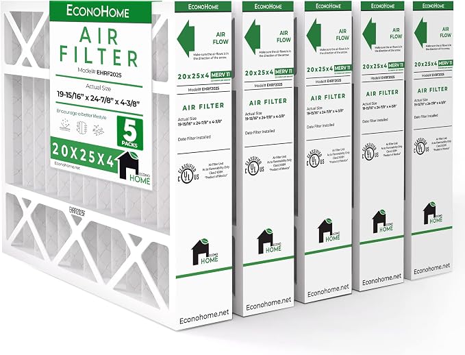 EconoHome 20x25x4 AC Furnace Pleated Air Filter MERV 11 Replacement – Allergen